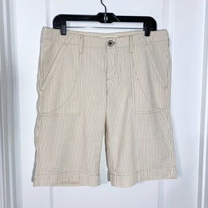 Y2K PD&C Seersucker Bermuda Shorts Tan White Size 31 Paper Denim & Cloth